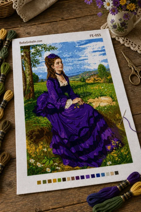 The woman in a purple dress