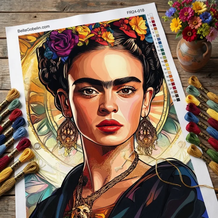 Frida Kahlo portrait in the style of Alphonse Mucha – FR24-018