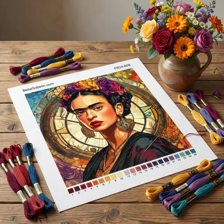 Frida Kahlo portrait in the style of Alphonse Mucha – FR24-009