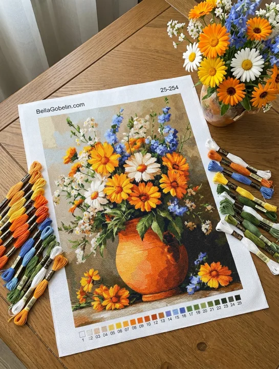 Flower bouquet in a ceramic jug