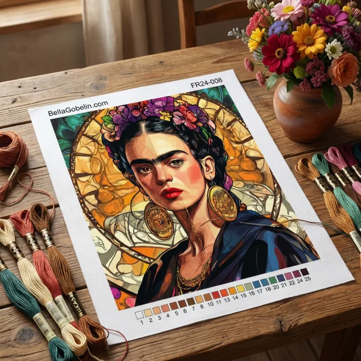 Frida Kahlo portrait in the style of Alphonse Mucha – FR24-008