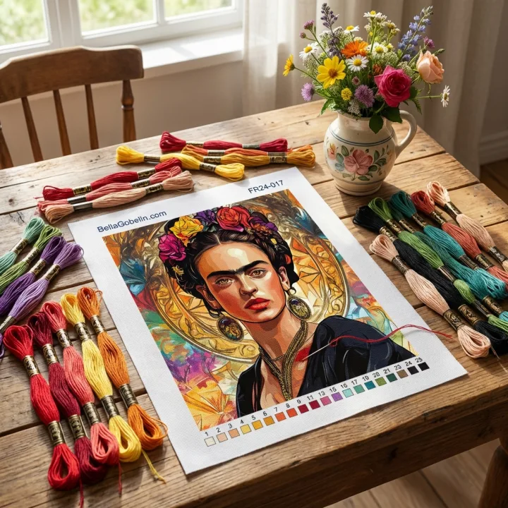 Frida Kahlo portrait in the style of Alphonse Mucha – FR24-017