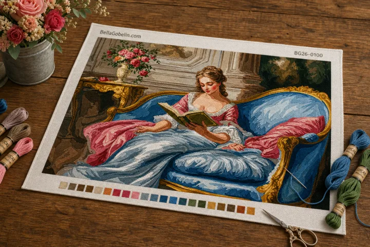 A female reader in Rococo style