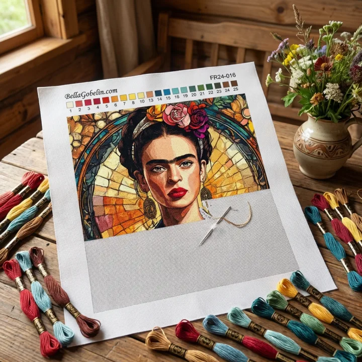 Frida Kahlo portrait in the style of Alphonse Mucha – FR24-016