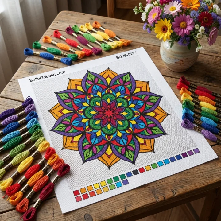 Colorful mandala circle, floral pattern – BG26-0277