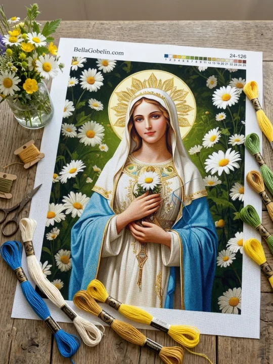 Mary with flowers