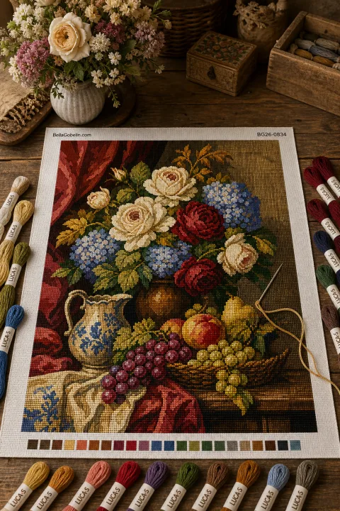 Old-style still life gobelin