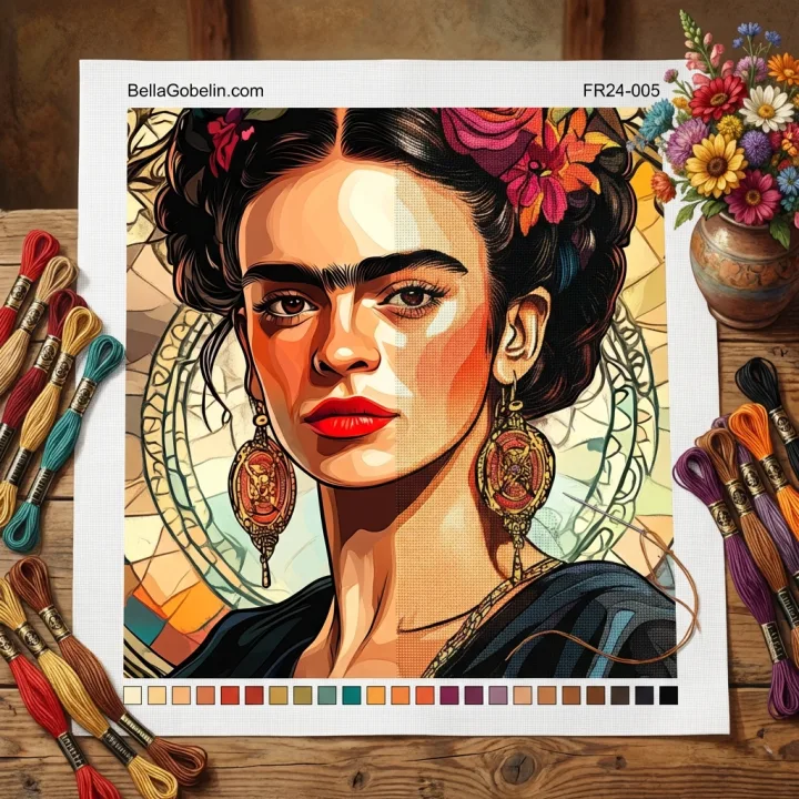Frida Kahlo portrait in the style of Alphonse Mucha – FR24-005