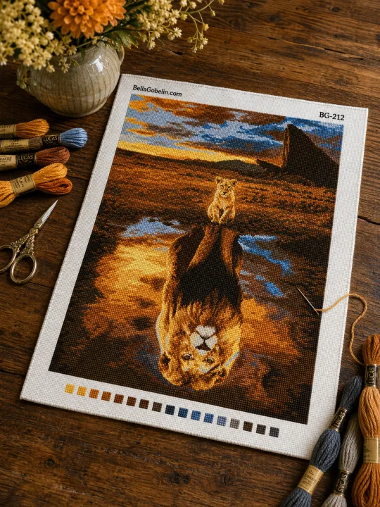 The lion's reflection