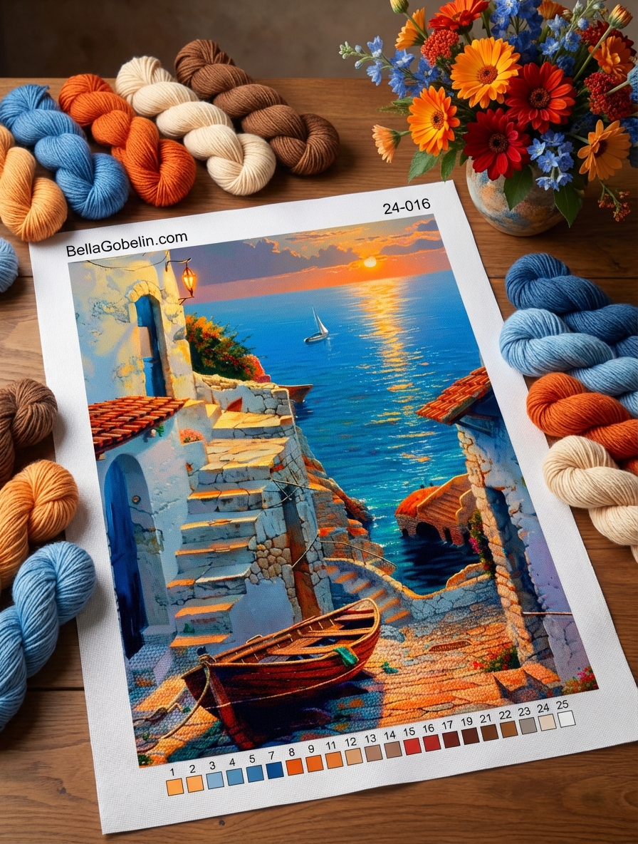 Sunset in the Mediterranean Town