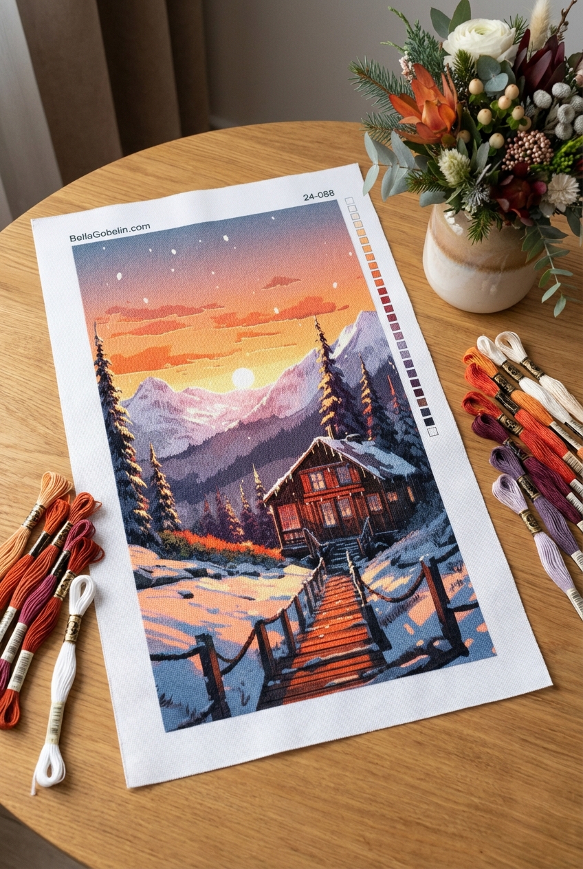 Winter evening in the mountains