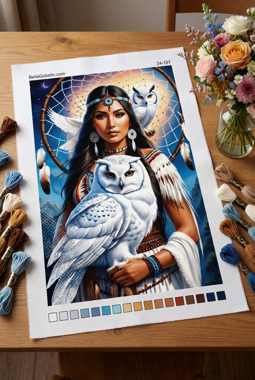 Indian girl with a white owl