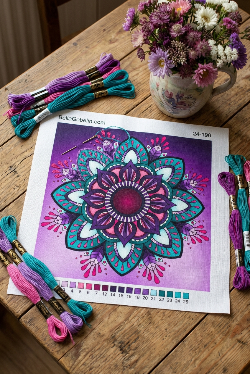 Detail of mandala flowers