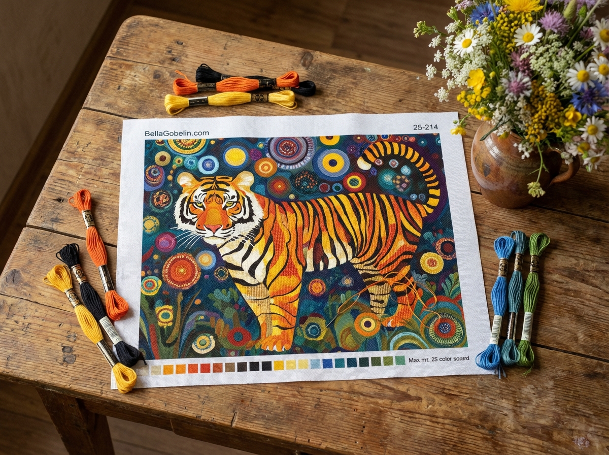 Tiger portrait in the style of Klimt