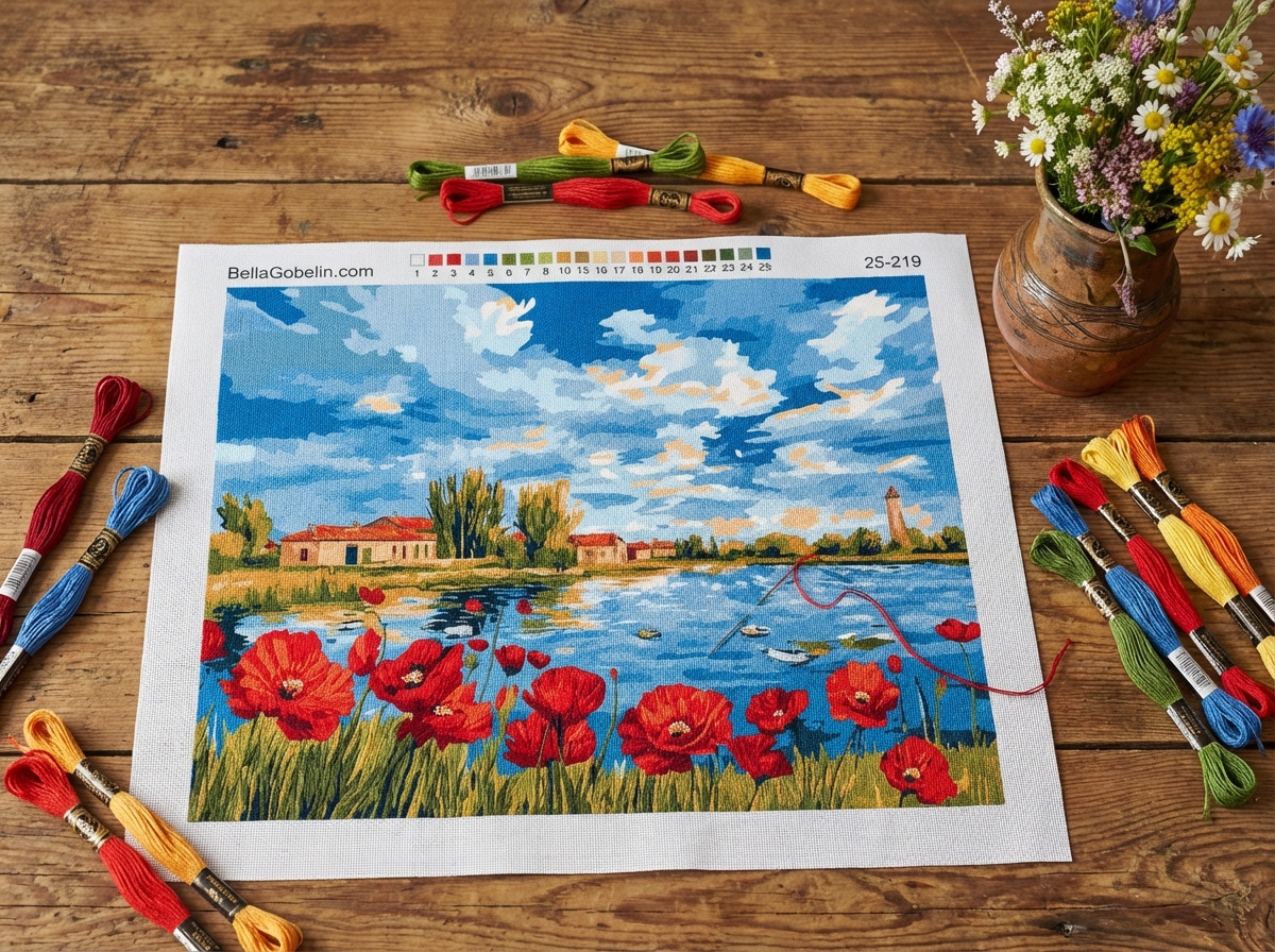 Poppies at the edge of the village