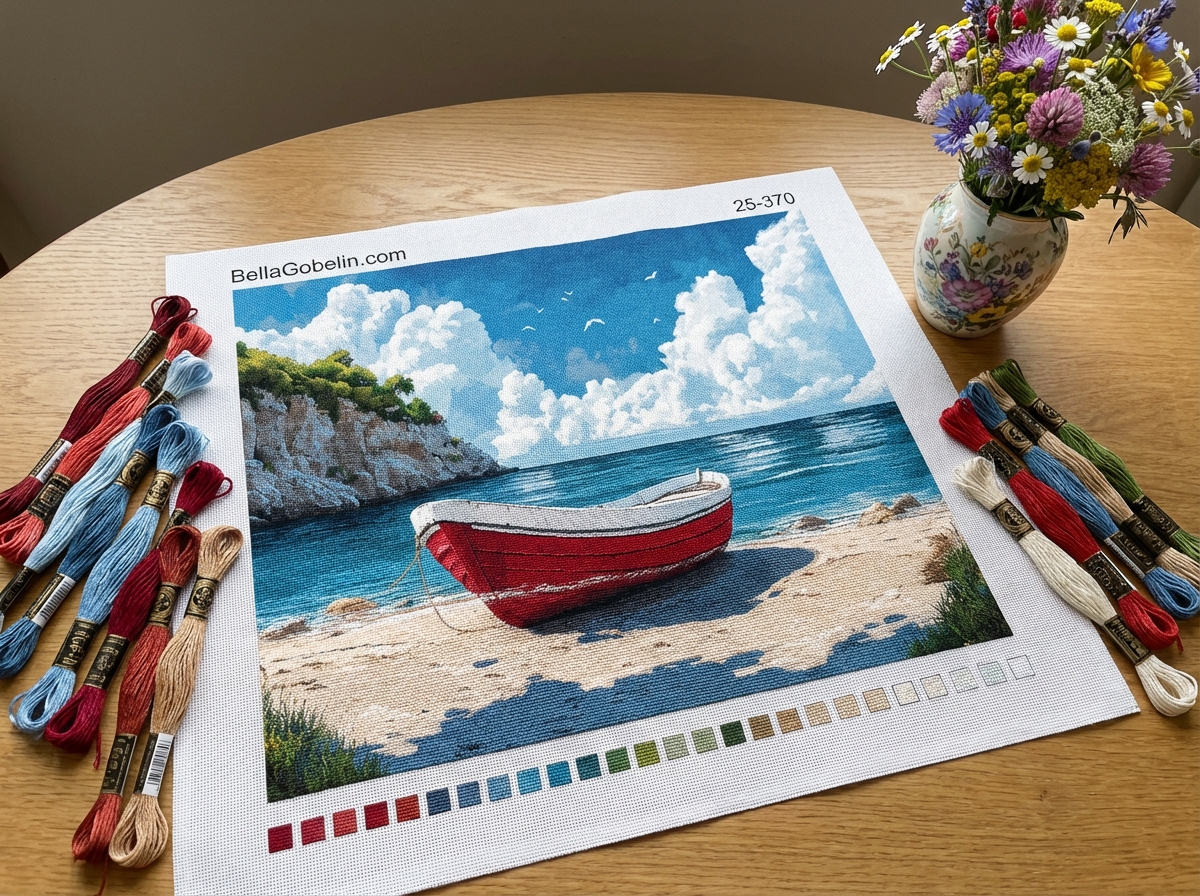 Lonely boat in the bay