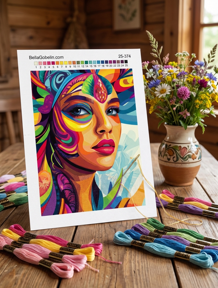 Colorfully painted female face