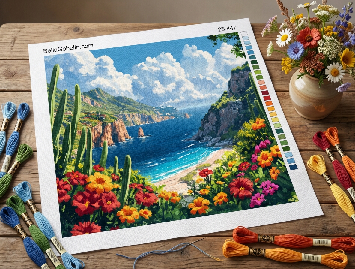 Floral Bay with Cacti