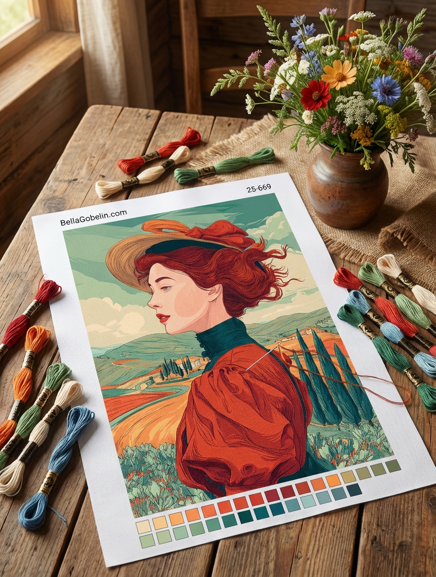 Tuscany Lady Portrait (embroidery canvas)