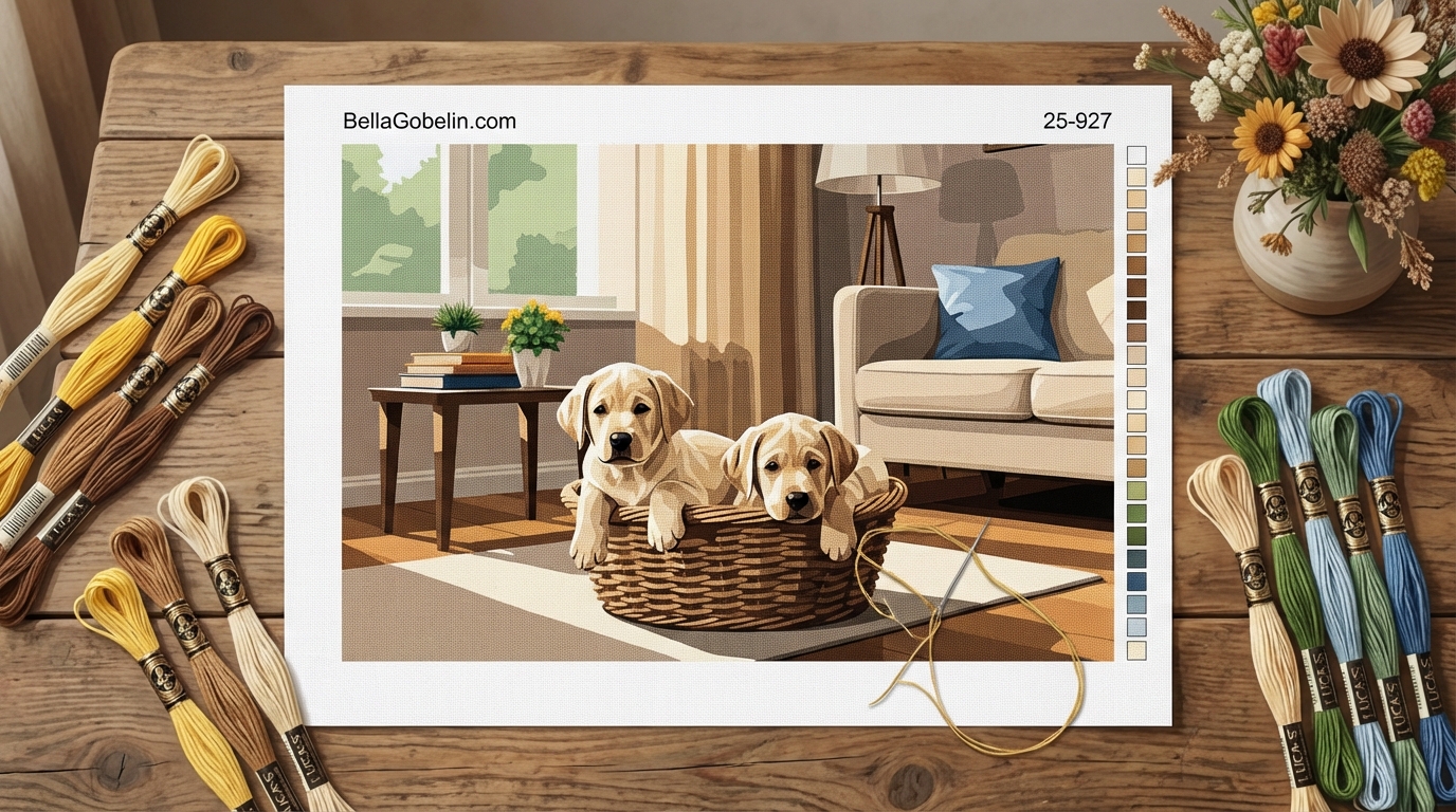 Labrador puppy in the living room