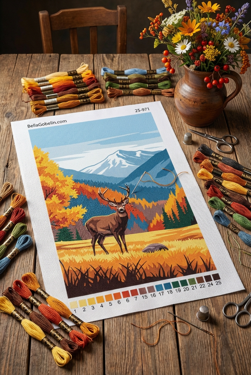 The beauty of the stag and the autumn landscape