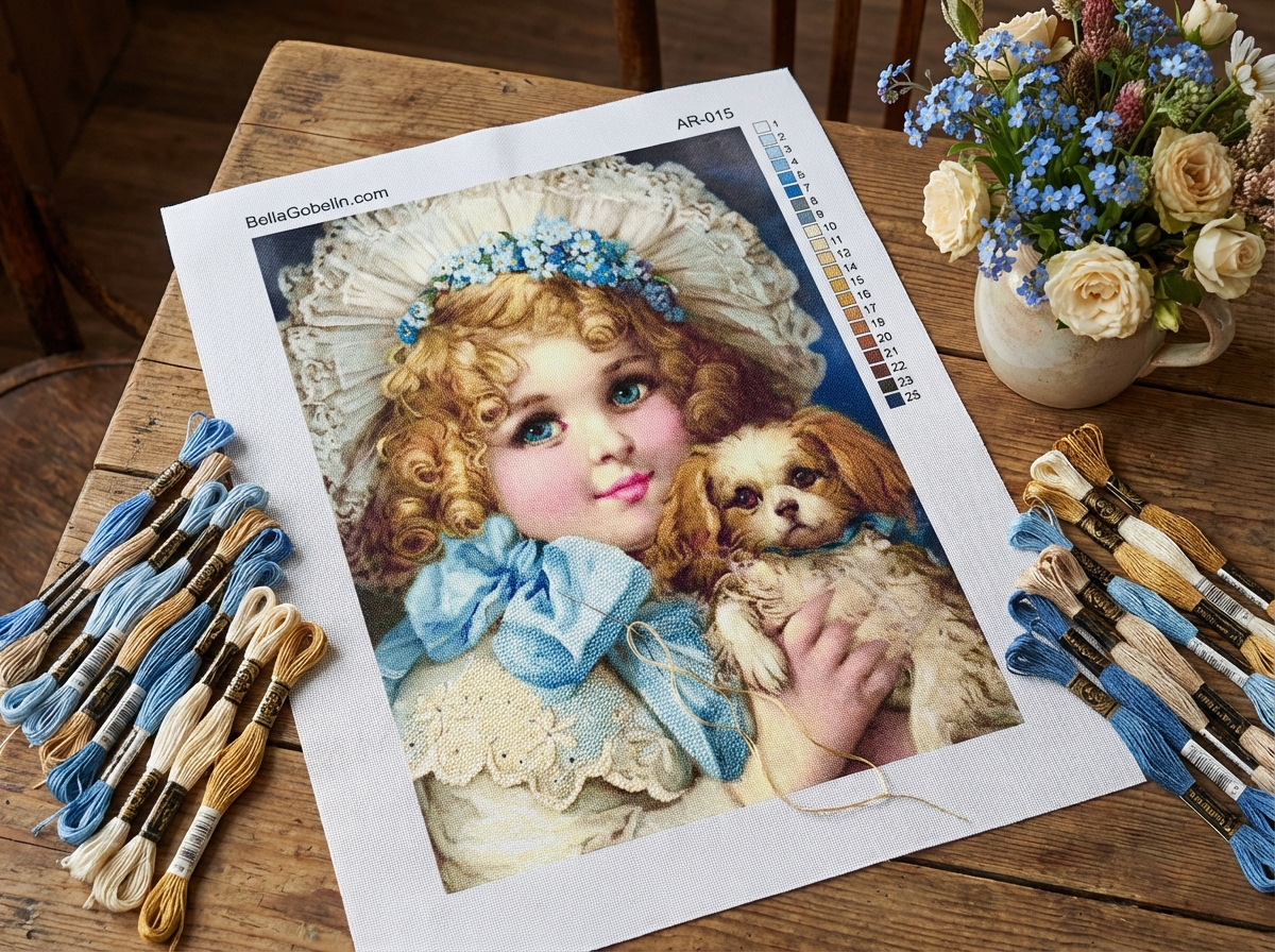 Little girl with a dog