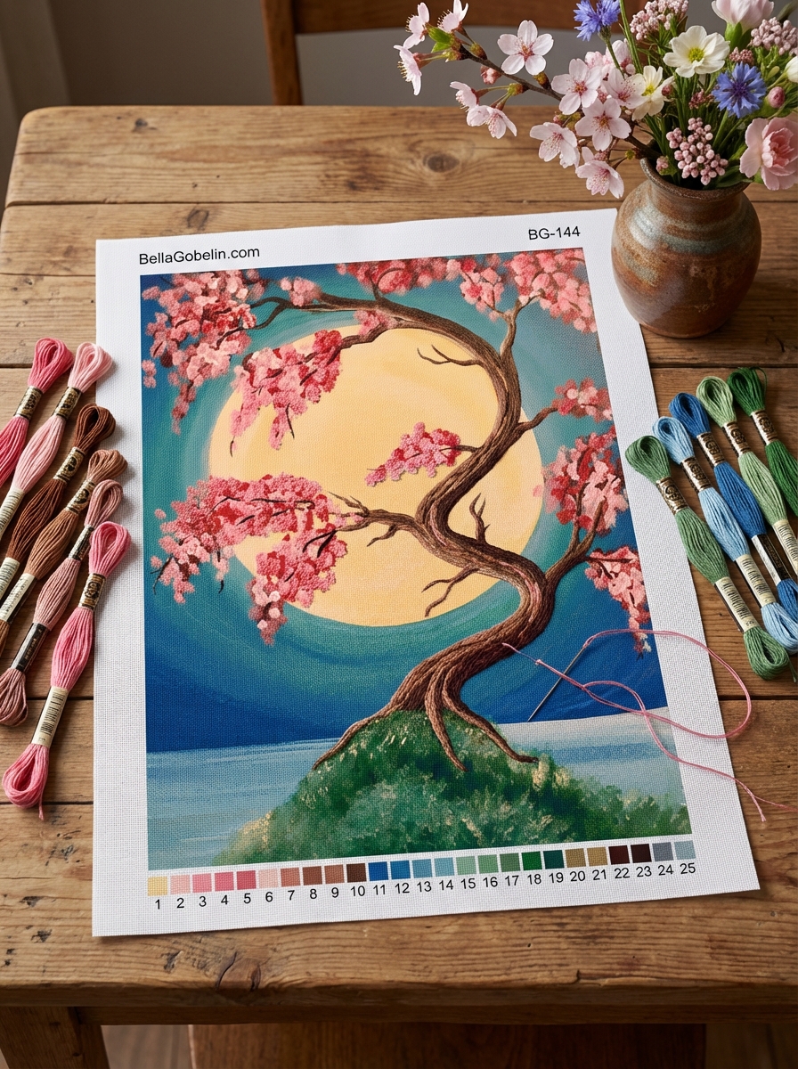 Japanese wood and full moon