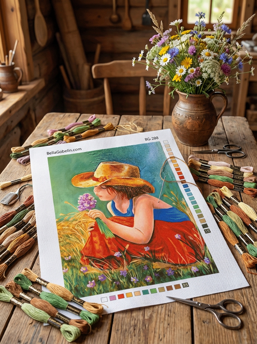 The flower-gathering little girl