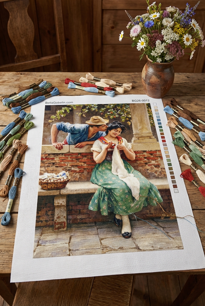 A romantic scene set in Italy