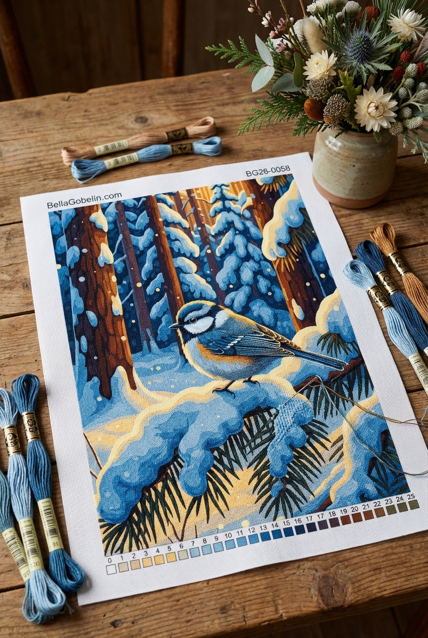 Winter bird in the snow