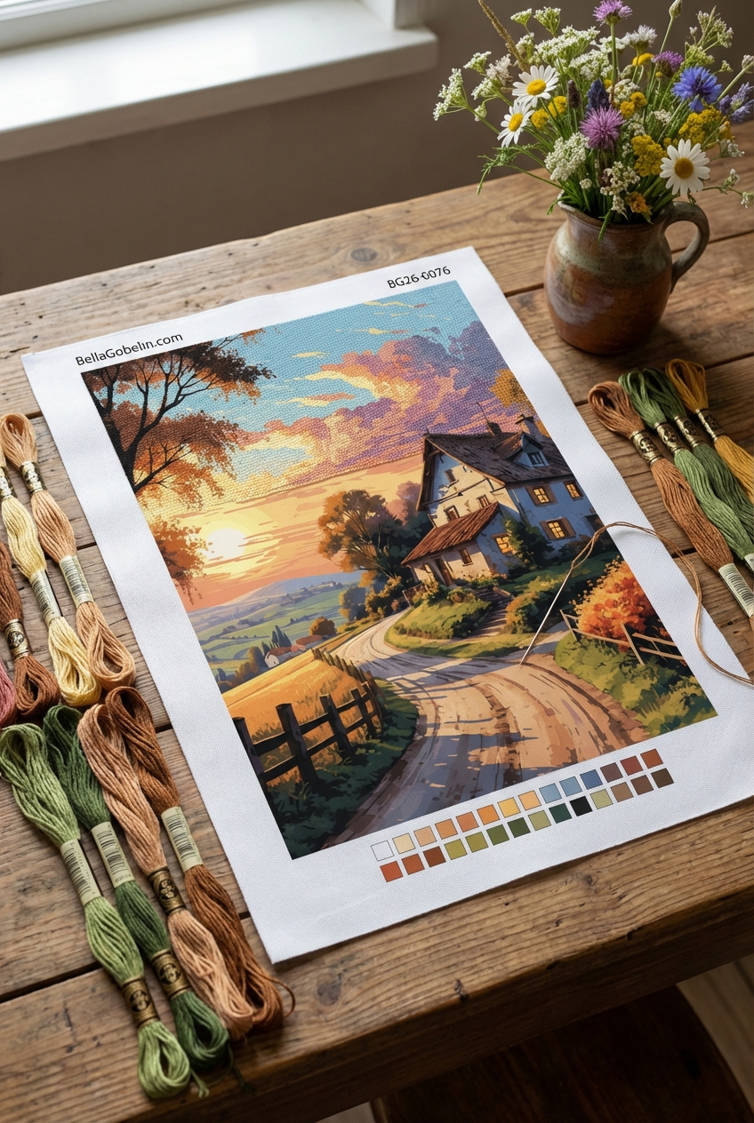 Countryside landscape at sunset