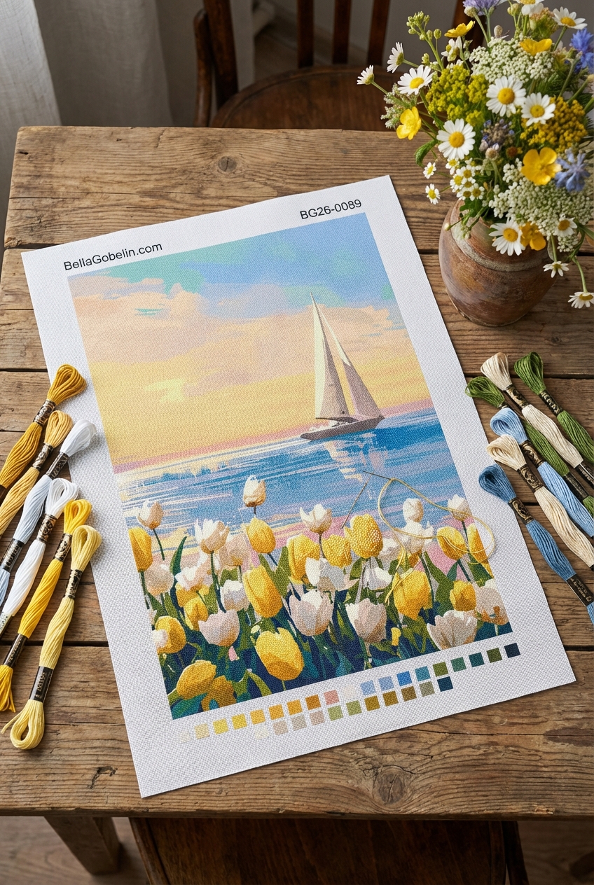 Sailing with tulip motifs