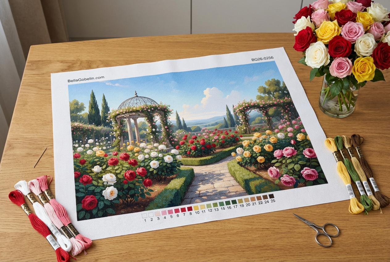 Rose garden with pavilion