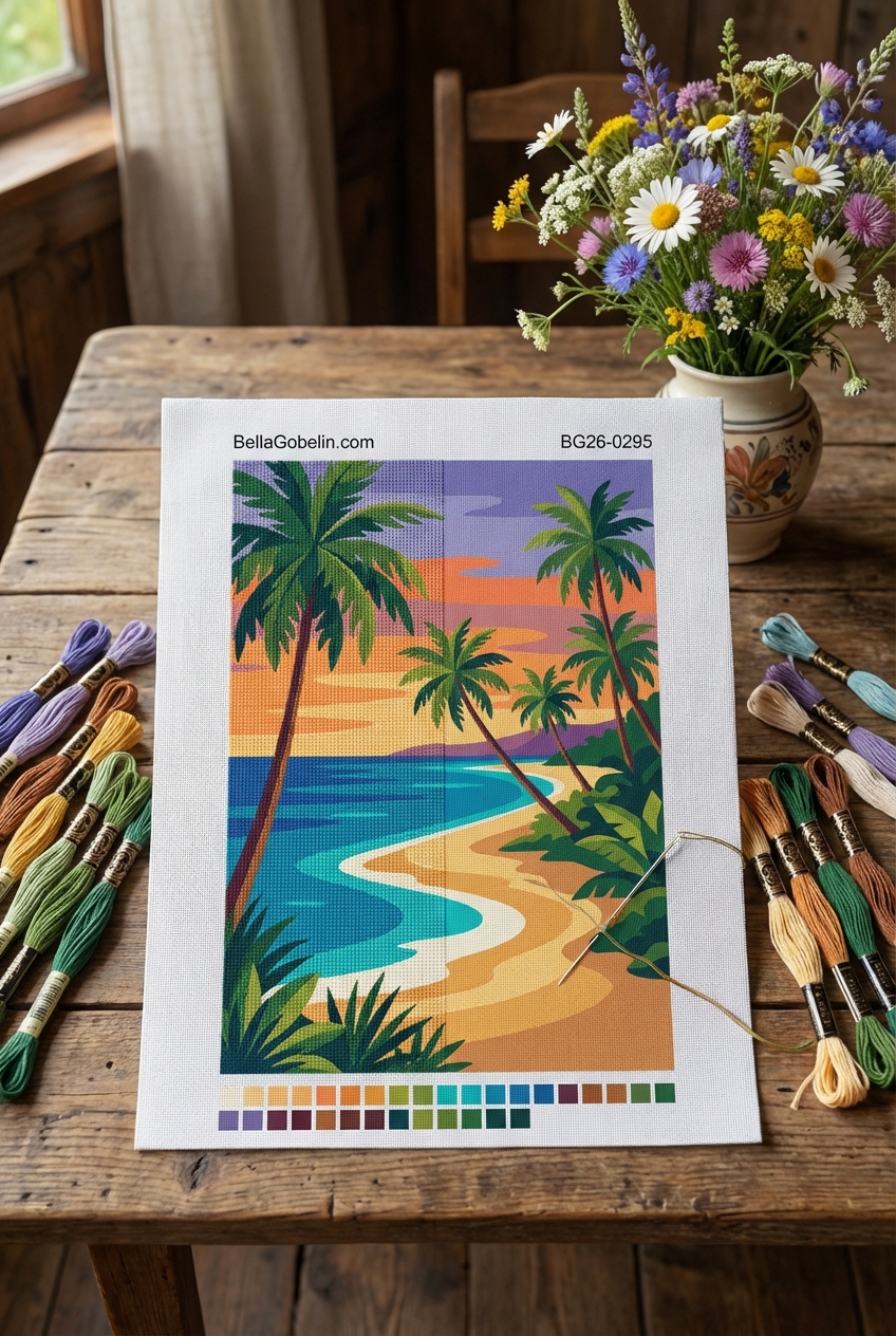 Tropical beach with palm trees