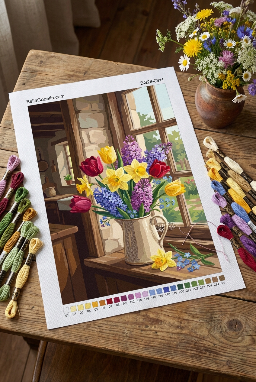 Spring bouquet in the window