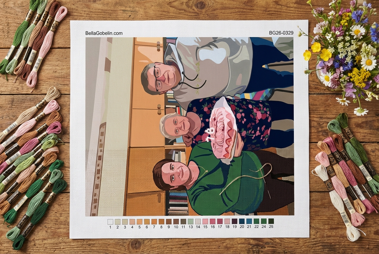 Family portrait with cake