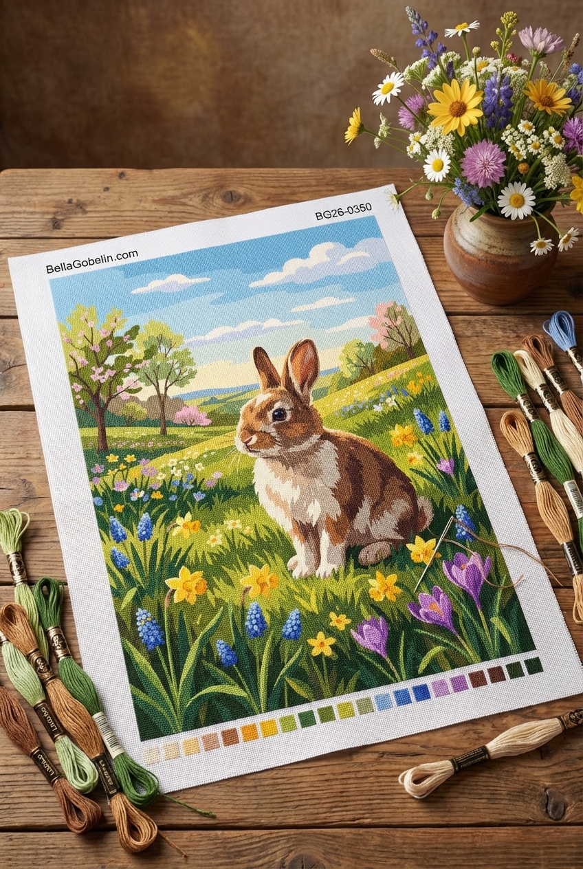 Bunny in a flower field