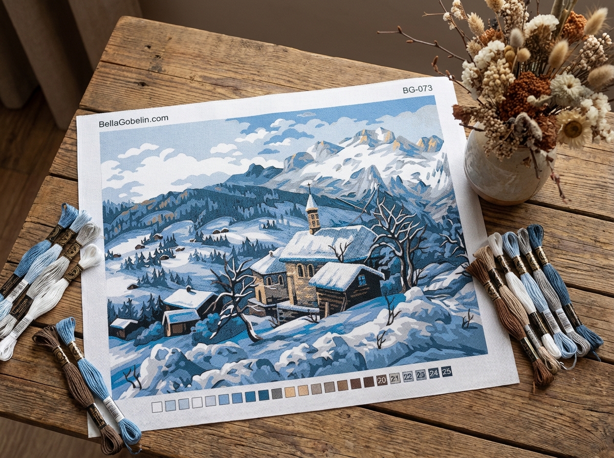 Winter landscape around the village