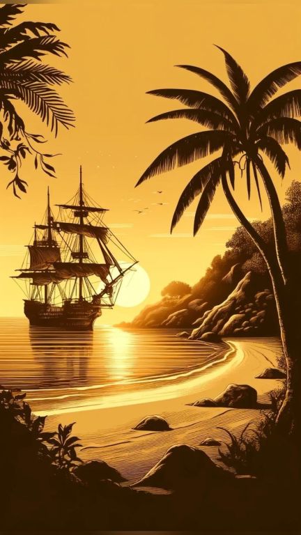 Sailboat night silhouette