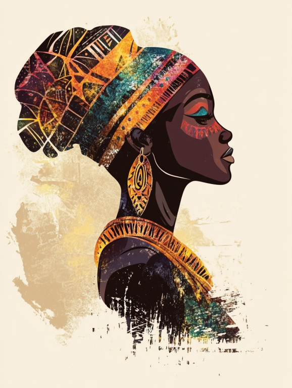 Afrikai hölgy profil portré