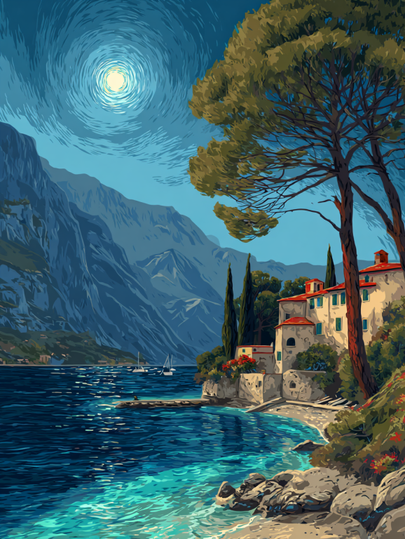 Teliholdas éjszaka az öbölben