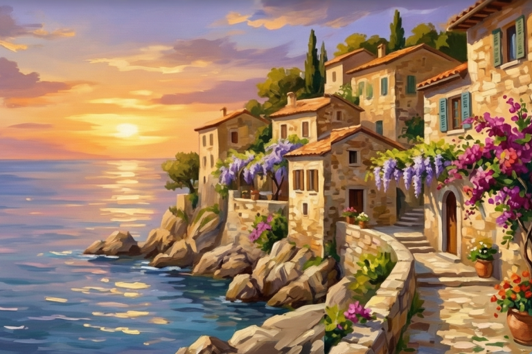 Tengerparti sétány naplementében