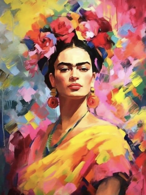 Colorful portrait of Frida Kahlo