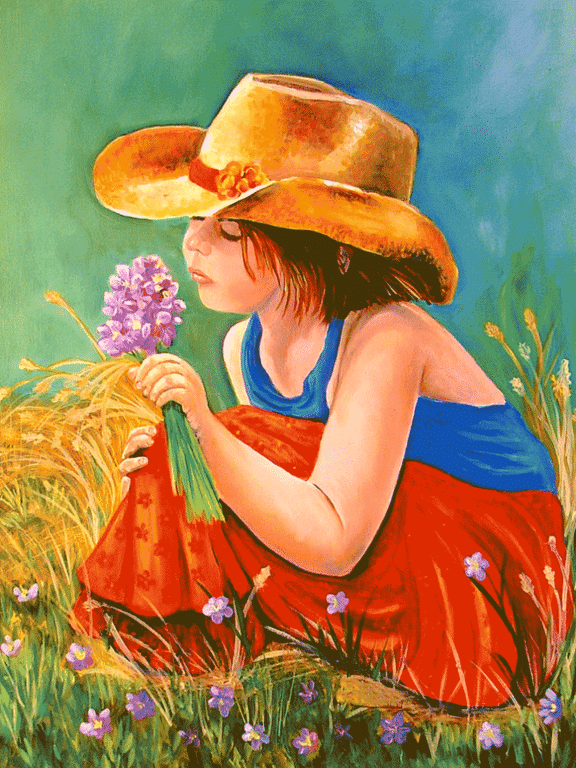 The flower-gathering little girl