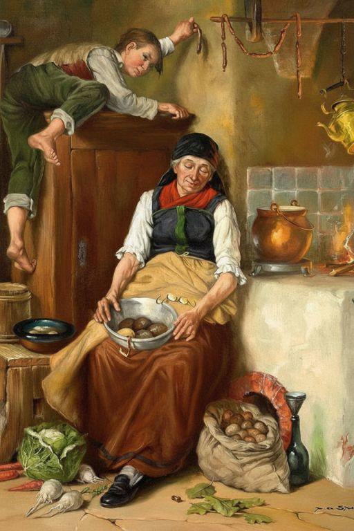 Falusi konyha életkép