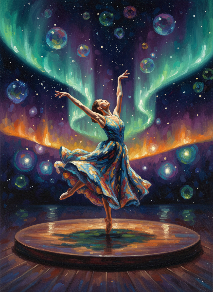 Balett-táncos az éjszakában.