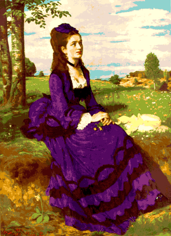 The woman in a purple dress