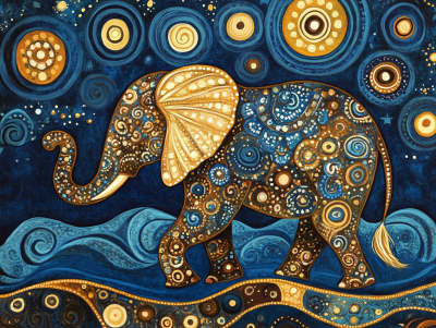 Elephant in Klimt style