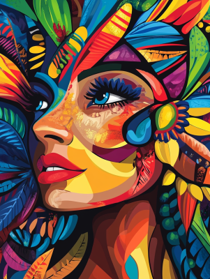 Colorful-faced Indian girl