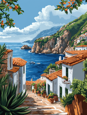 Mediterranean town by the seaside